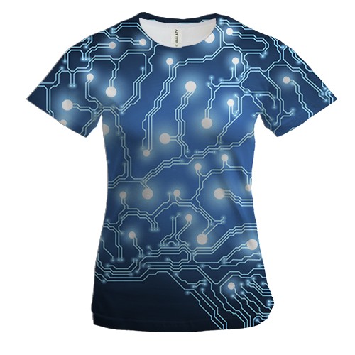 Жіноча 3D футболка з кібер-мозком
