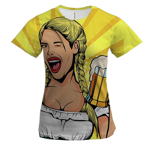 Женская 3D футболка Beautiful girl beer