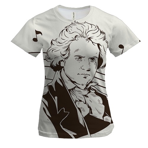 Женская 3D футболка с Бетховеном