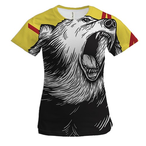 Женская 3D футболка с арт медведем