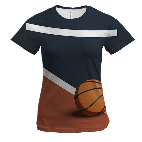 Женская 3D футболка с баскетбольным полем