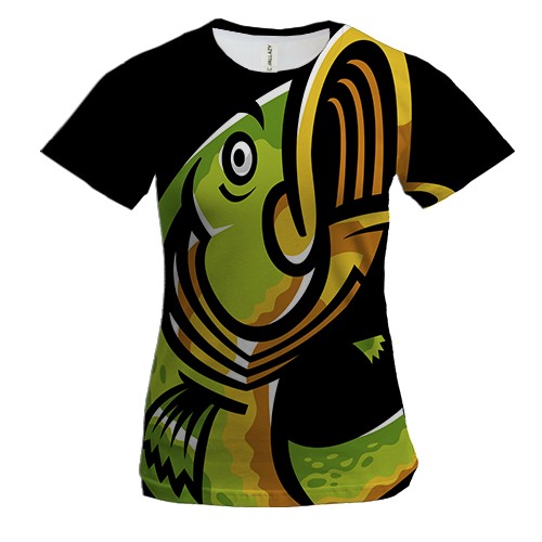 Жіноча 3D футболка з яскравою зеленою рибою