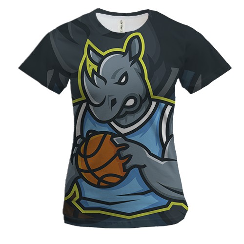 Жіноча 3D футболка Basketball носорог