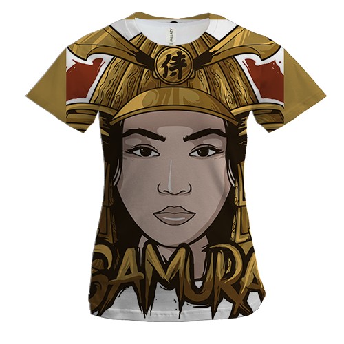 Женская 3D футболка с девушкой самураем