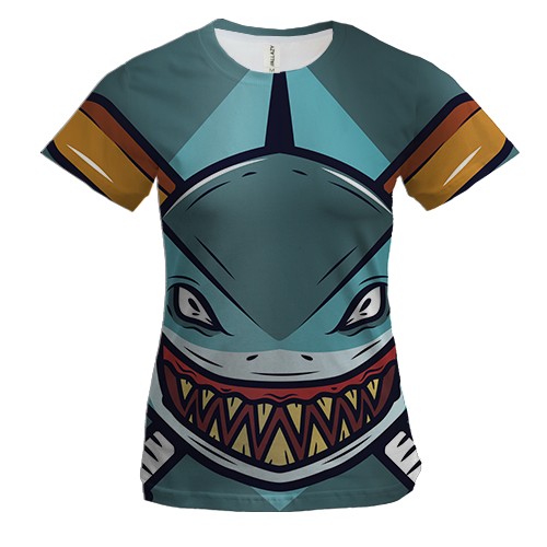 Женская 3D футболка с акулой и битами