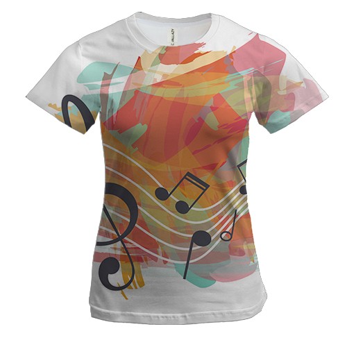 Жіноча 3D футболка з акварельними нотами