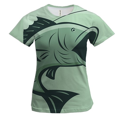 Женская 3D футболка с салатовой рыбой