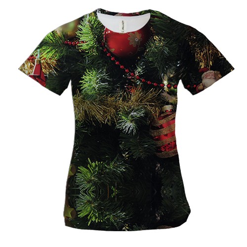 Жіноча 3D футболка з новорічною ялинкою