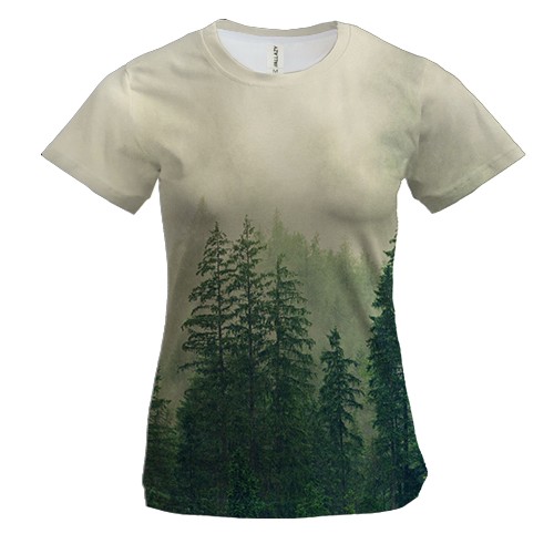 Жіноча 3D футболка з туманом в лісі