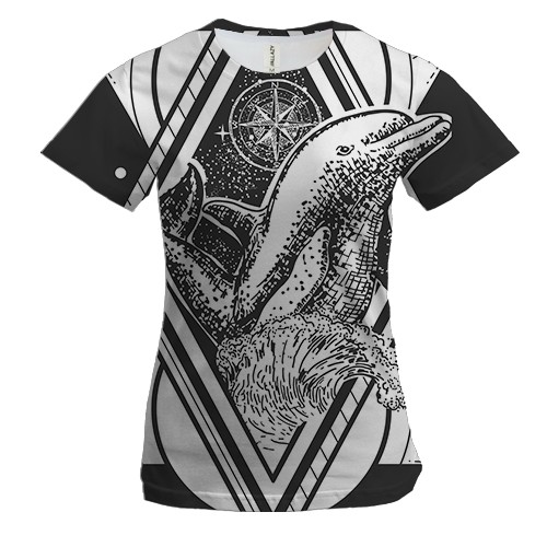 Женская 3D футболка с астральным дельфином