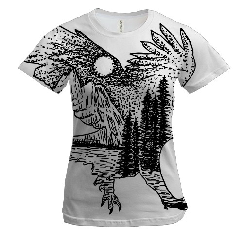 Женская 3D футболка с лесным орлом