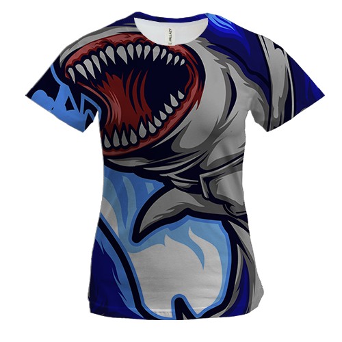 Женская 3D футболка со свирепой акулой