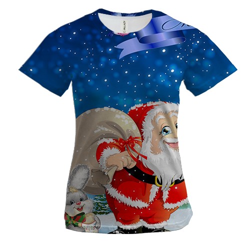 Жіноча 3D футболка з новорічним Сантою