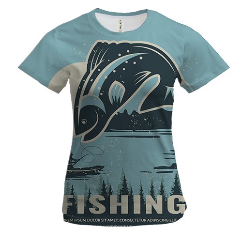 Жіноча 3D футболка Night Fishing