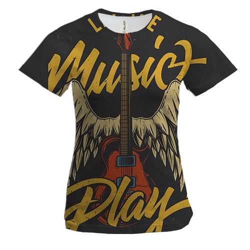 Жіноча 3D футболка Music play rock