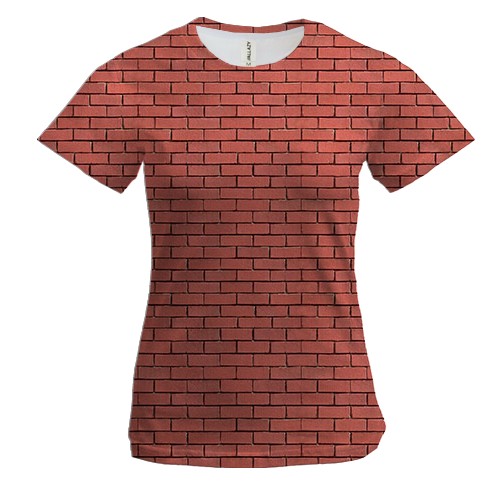 Женская 3D футболка с кирпичной стеной