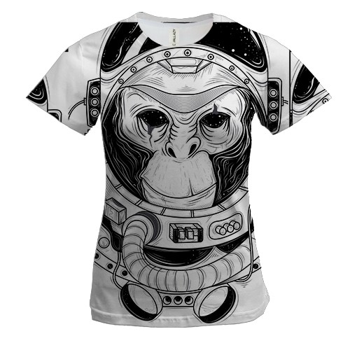 Женская 3D футболка с обезьяной в скафандре