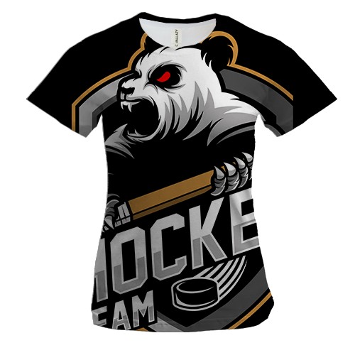Жіноча 3D футболка Panda hockey