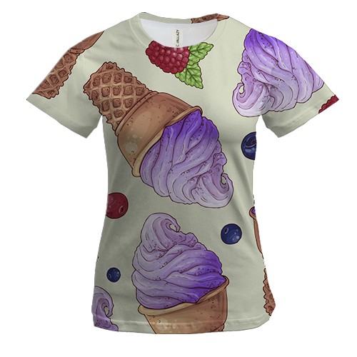 Женская 3D футболка с мороженым в стаканчике