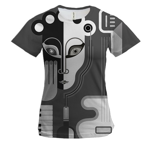 Жіноча 3D футболка з арт музичними інструментами