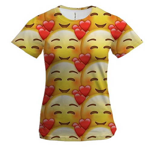 Женская 3D футболка с влюбленным эмодзи