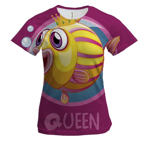 Женская 3D футболка Queen fish