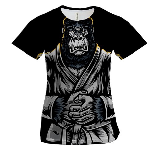 Женская 3D футболка с гориллой в кимоно