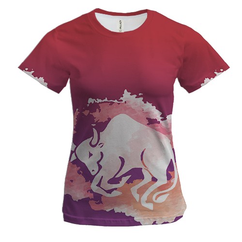 Женская 3D футболка с акварельным Тельцом