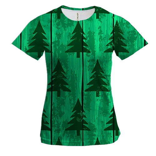 Женская 3D футболка с ёлочками на дереве