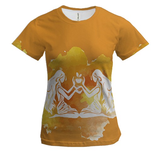 Женская 3D футболка с акварельными Близнецами