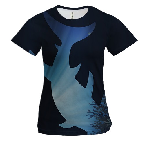 Жіноча 3D футболка з рогатою акулою