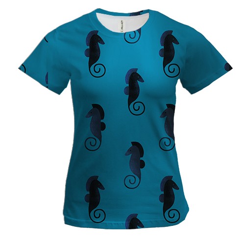 Жіноча 3D футболка с темным морским коньком