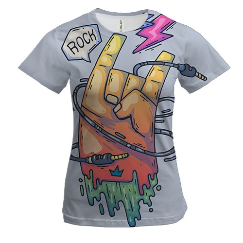 Женская 3D футболка с рок "козой"