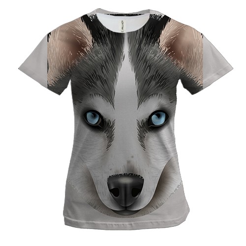 Женская 3D футболка с большим хаски