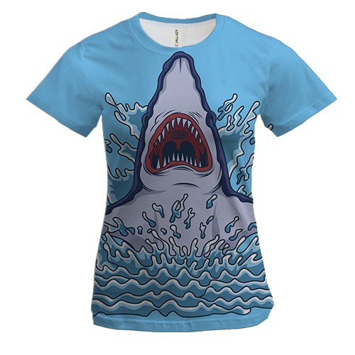 Жіноча 3D футболка з акулою і хвилями