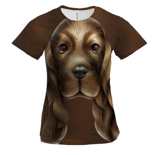 Женская 3D футболка со спаниелем