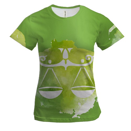 Женская 3D футболка с акварельными Весами
