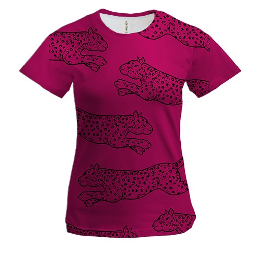 Женская 3D футболка с розовыми гепардами