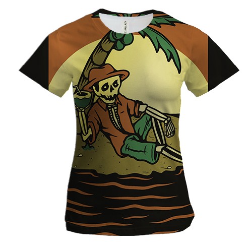 Жіноча 3D футболка з гавайським скелетом