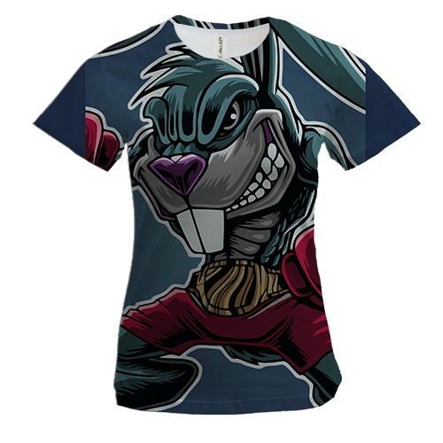 Женская 3D футболка с кроликом боксером