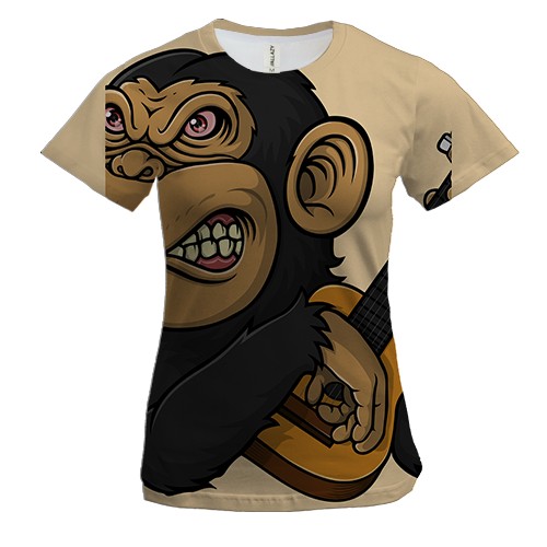 Жіноча 3D футболка з мавпою і гітарою