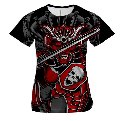 Жіноча 3D футболка з червоним самураєм