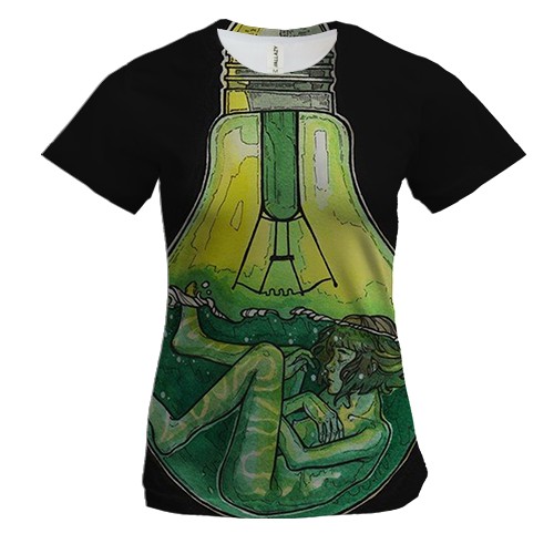 Жіноча 3D футболка с девушкой в лампочке