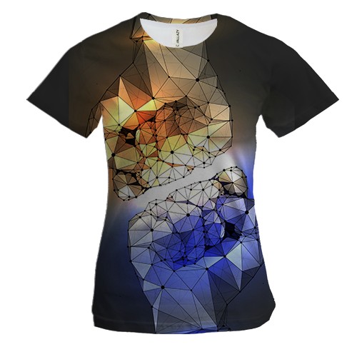 Женская 3D футболка с полигональными кулаками