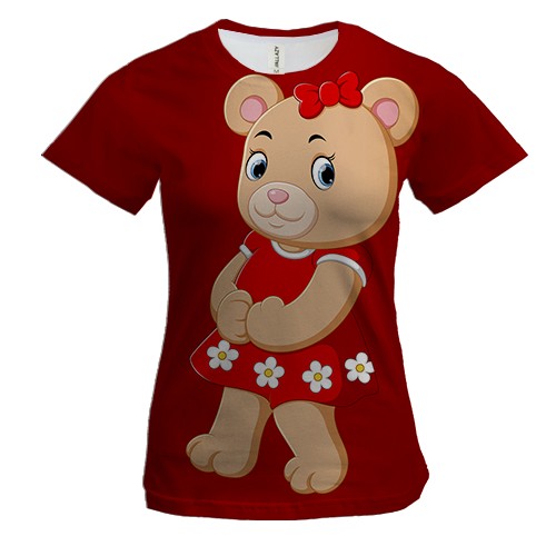 Жіноча 3D футболка з плюшевою ведмедиком дівчинкою