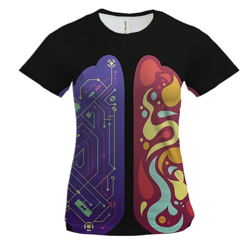 Жіноча 3D футболка з двома півкулями мозку