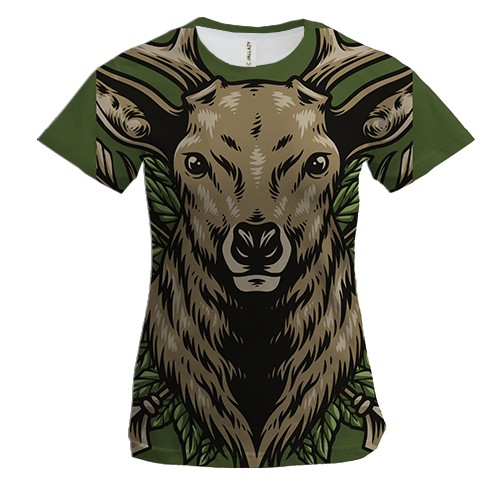 Женская 3D футболка с оленем