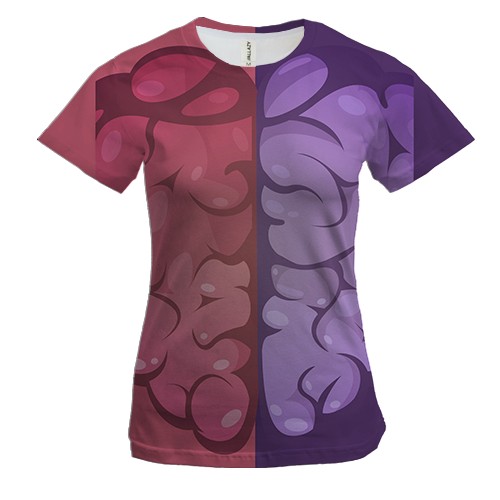 Женская 3D футболка с мозгом в виде сердца