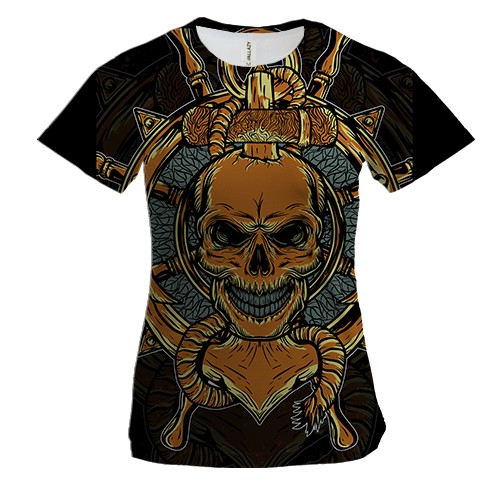 Женская 3D футболка с морским скелетом