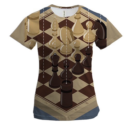 Жіноча 3D футболка з шахами на дошці
